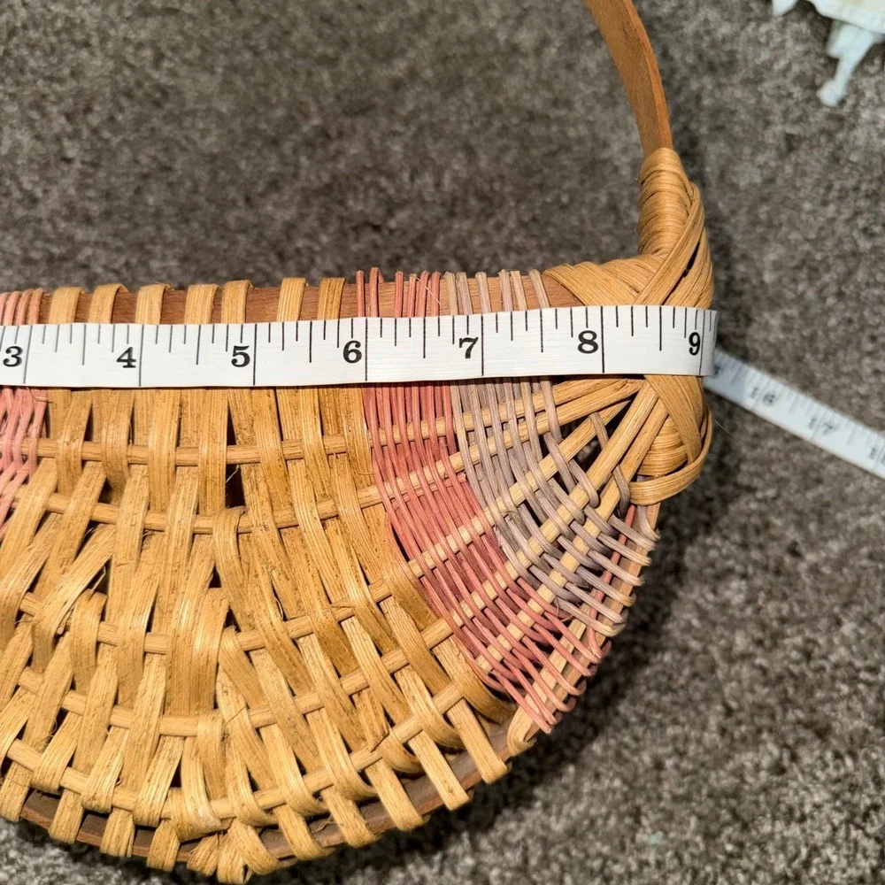 Unbranded Woven Wall Pocket Basket Home Decor Small Tan Pink Excellent Hanging